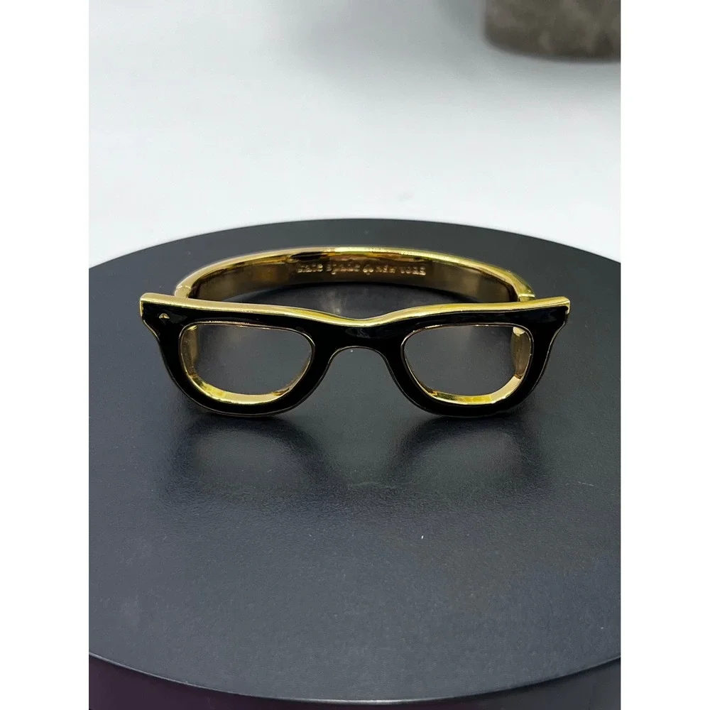 Kate Spade Goreski Lookout Black Enamel Eyeglass Hinged Bangle Bracelet Lim Ed